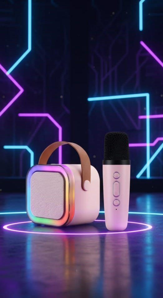 K12 Bluetooth Speaker with Wireless Mic β Portable Karaoke Speaker | Rechargeable | RGB Lights