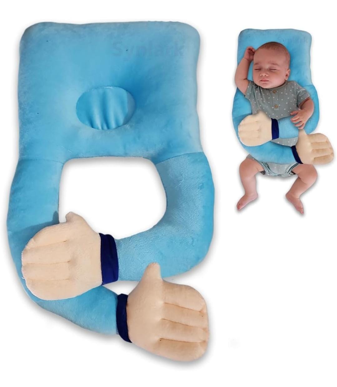 Baby Hugging Pillow – Sky Blue | Soft Head & Neck Support Cushion for Newborns