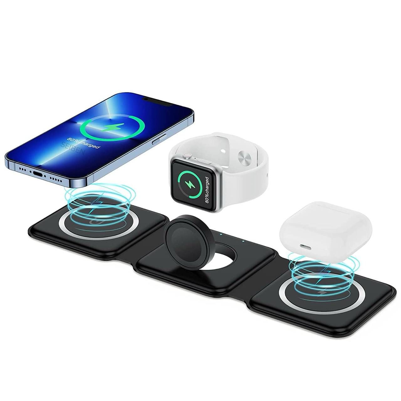 3-in-1 Magnetic Foldable Wireless Charging Station – MagSafe Compatible | iPhone, Apple Watch & AirPods