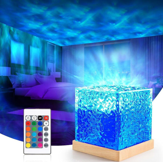 Ocean Wave Water Ripple Lamp – LED Crystal Night Light with Remote Control