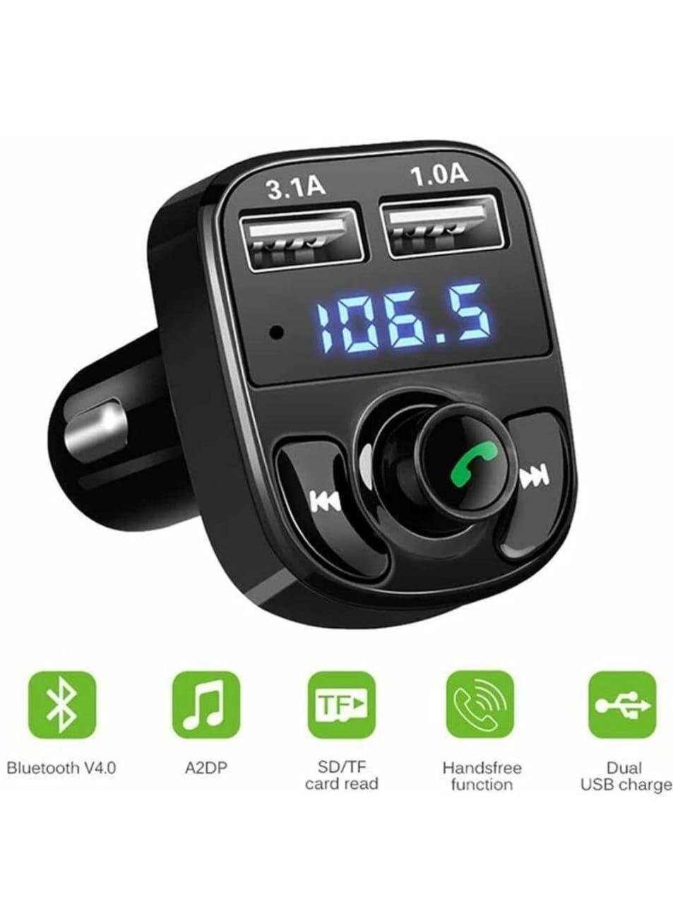 Premium X8 Car FM Transmitter | Bluetooth 5.0 | Dual USB | Hands-Free Calls