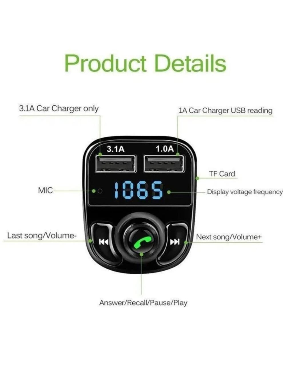 Premium X8 Car FM Transmitter | Bluetooth 5.0 | Dual USB | Hands-Free Calls