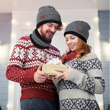 Woolen Beanie Cap & Muffler Winter Set – Premium Warm Wool, Unisex, Stretch Fit