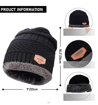 Woolen Beanie Cap & Muffler Winter Set – Premium Warm Wool, Unisex, Stretch Fit