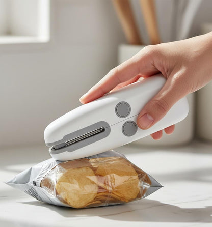Mini Portable Heat Sealing Machine for Plastic Bags | USB Rechargeable 2-in-1 Handheld Heat Sealer & Cutter | Food Bag Resealer (99 mm)