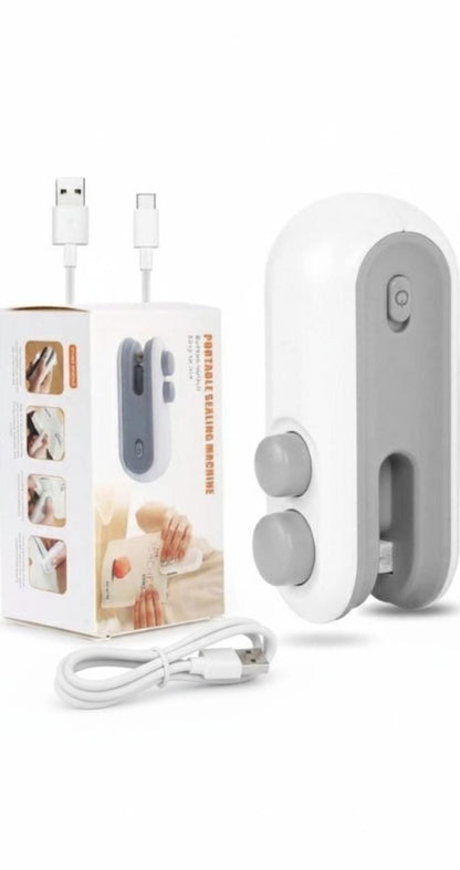 Mini Portable Heat Sealing Machine for Plastic Bags | USB Rechargeable 2-in-1 Handheld Heat Sealer & Cutter | Food Bag Resealer (99 mm)